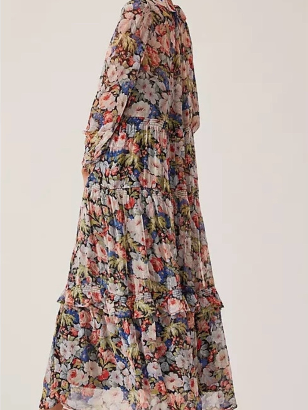 Anthropologie Marais Floral Tiered Long Sleeve Maxi Dress - size small - Picture 3 of 6